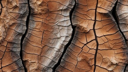 Aufkleber - Cracked surface of weathered wood, showing the intricate texture