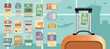 © 4zevar - Set of beautiful vintage luggage tag, retro travel label set