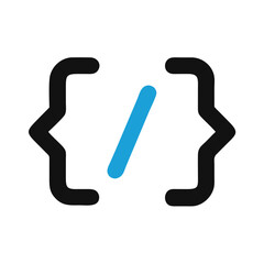 coding symbol: curly braces and slash icon - programming and development