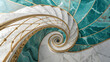 © TingYi - Turquoise and Icy White Marble Abstract with Gold Spiral Center. Perfect for: Art gallery, luxury home decor, abstract branding
