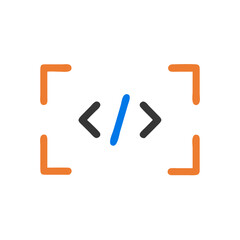 Colorful Coding Symbol: HTML Tags, Brackets, and Programming Concept