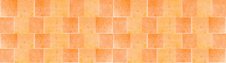 Leinwandbilder - Orange yellow texture of modern vintage retro wall tile, porcelain stoneware, glossy glazed tile slips - Tiles background, seamless pattern