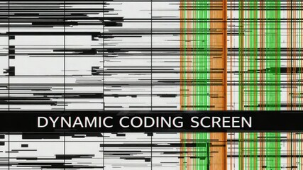 Colorful lines form coding screen. Perfect for tech presentations, software demos, abstract digital art. Animated code lines.