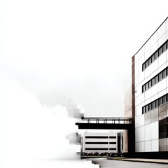 Aufkleber - Modern Architecture in Black and White: An Urban Abstraction of Geometry and Light with Minimalist Design