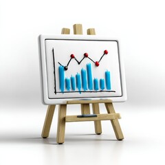 Poster - Hand-Drawn Stock Chart on a Miniature Easel: A Creative Business Illustration with Financial Data Representation 