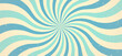 © lightgirl - Sunlight retro horizontal background. Pale blue and beige color burst background. Ice cream caramel groovy pattern. Spiral retro candy sunburst groovy rays