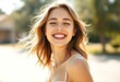 © iushakovsky - Photorealistic portrait of a laughing young woman in sunlight