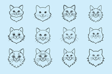 Naklejka na meble logo type of a cat head, labeled line art vector design illustration.