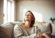 © iushakovsky - Relaxed female homebody in a cozy living room
