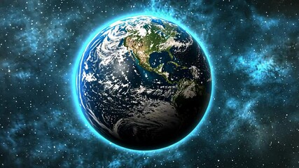Wall Mural - Stunning Earth Seen from Space with Glowing Blue Aura in Background