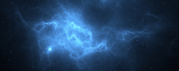 Wall Mural - mesmerizing nebula emits bright blue hues surrounded by countless stars in the vastness of space, sh