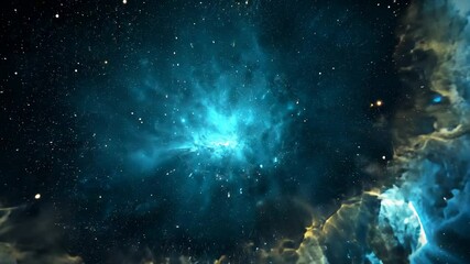 Wall Mural - mystical cosmic portal with vibrant blue radiance in deep space