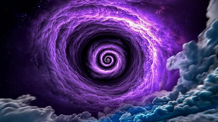 Wall Mural - Mystical Purple Spiral in Clouds with Starry Background