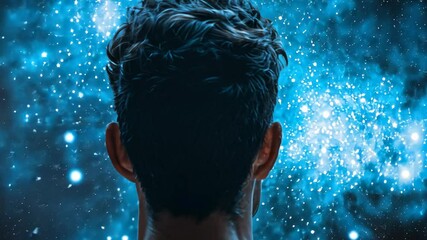 Wall Mural - Person Gazing at Cosmic Space with Beautiful Star Field Background