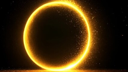 Wall Mural - Glowing Circular Portal with Bright Sparks and Dark Background