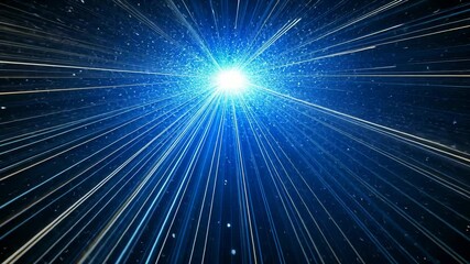Wall Mural - Bright Blue Light Rays Emitting from Central Source in Dark Background