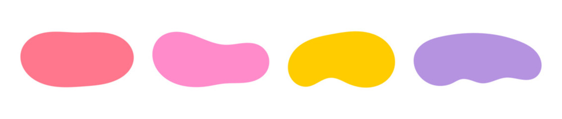 Wall Mural - Blob liquid amoeba banners in various shapes set. Pastel colors smooth modern cloud backgrounds. Vector illustration.