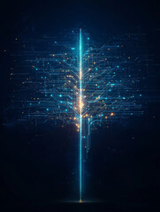 Wall Mural - digital abstraction: illuminated circuits and lines converge, creating a sense of technological soph