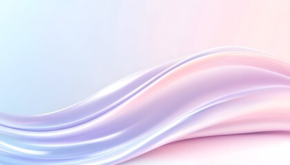 Wall Mural - Pastel-colored, iridescent liquid wave flows across a soft gradient background