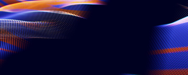 Wall Mural - abstract wave of particles. big data digital flow concept. llm learning process, ai technology. quan