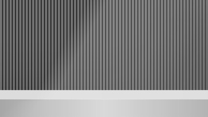 Wall Mural - Realistic wood and white 3D cylinder pedestal podium with vertical wood pattern background. 3d backdrop for product presentation. 