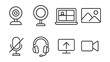 © peppastocker - Video conferencing icons set – webcam, display, mute, headphones, gallery, picture, upload