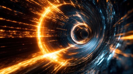 Wall Mural - An abstract digital art piece shows a spiraling light tunnel