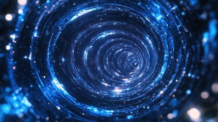 Wall Mural - Abstract illustration of a swirling tunnel with sparkling bright lights