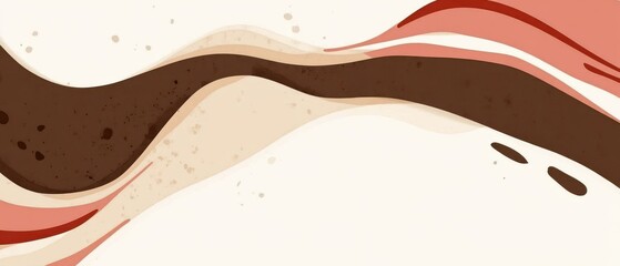 Wall Mural - Abstract flowing chocolate brown and beige waves with a retro aesthetic, perfect for backgrounds and modern design projects