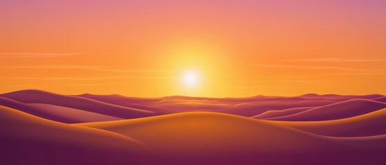Aufkleber - Serene desert landscape with warm sunset glow over sand dunes, creating a peaceful and tranquil scene in the arid environment