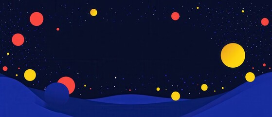 Poster - abstract cosmic landscape with planets and stars in deep space, a vibrant and modern background for 