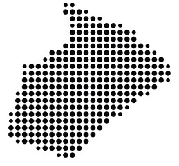 symbol map of the county wake (north carolina, us) showing the county with a few black dots