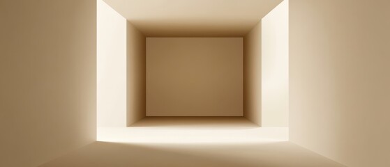 Wall Mural - abstract beige architectural space with geometric shapes and soft light creating a minimalist and mo