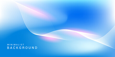 Wall Mural - Abstract blue gradient background with shining lines waves. Minimalist background for banner, poster, cover, brochure, flyer, website