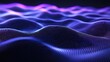 © fakii - Abstract digital landscape with flowing, glowing particles forming undulating waves in vibrant purple and blue hues