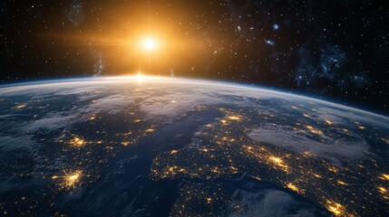 sunrise over earth outer space nature cosmic view planetary perspective awe of the universe