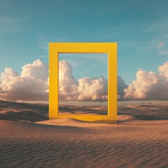 Wall Mural - yellow frame in landscape