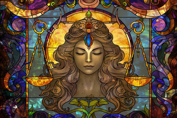 Wall Mural - abstract composition with concept of libra zodiac sign symbol