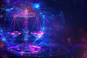 Wall Mural - abstract composition with concept of libra zodiac sign symbol