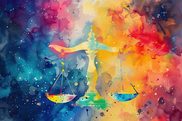 Wall Mural - abstract composition with concept of libra zodiac sign symbol