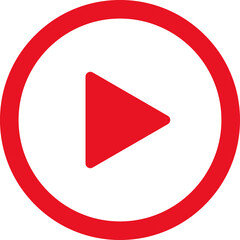play video red button icon, sign isolated on white background. trendy circle play button icon in fla