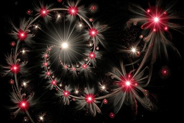 Wall Mural - abstract swirling design with red and white elements against a dark background creating a vibrant di