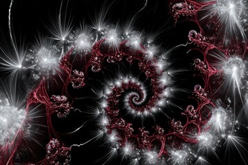 Wall Mural - spiral patterns showcase intricate designs in a digital fractal art composition set against a dark b