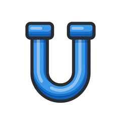 Wall Mural - blue letter u in bold, glossy style, featuring three dimensional effect that adds depth and vibrancy