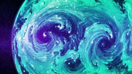 Wall Mural - Explore the mesmerizing depths of a swirling cosmic ocean where vibrant colors and dynamic patterns come alive, inviting wonder and curiosity about the universe.