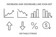 © icon_art - Line icons representing increase and decrease trends with editable stroke for design flexibility