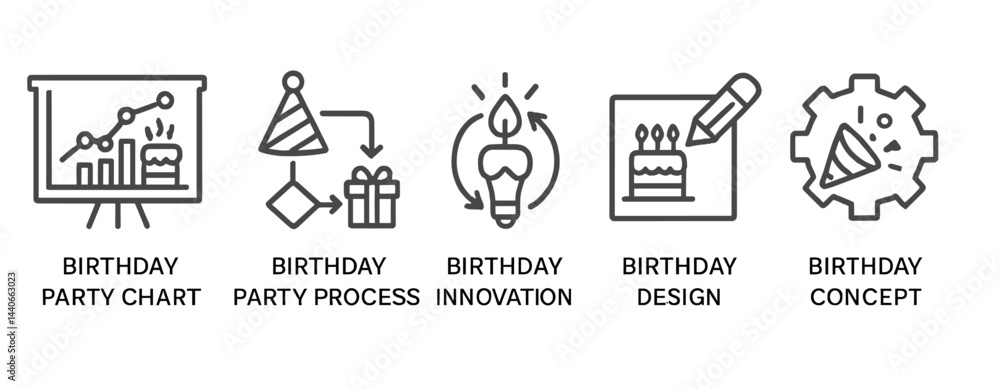 Vetor Visual representation of birthday party planning stages with ...