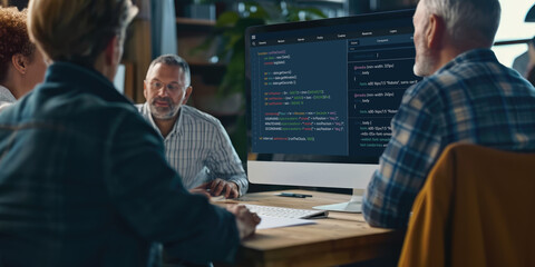 Software development programming on computer screen for brisk application and program coding