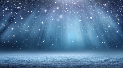 Wall Mural - Magical starry winter sky with shimmering light beams