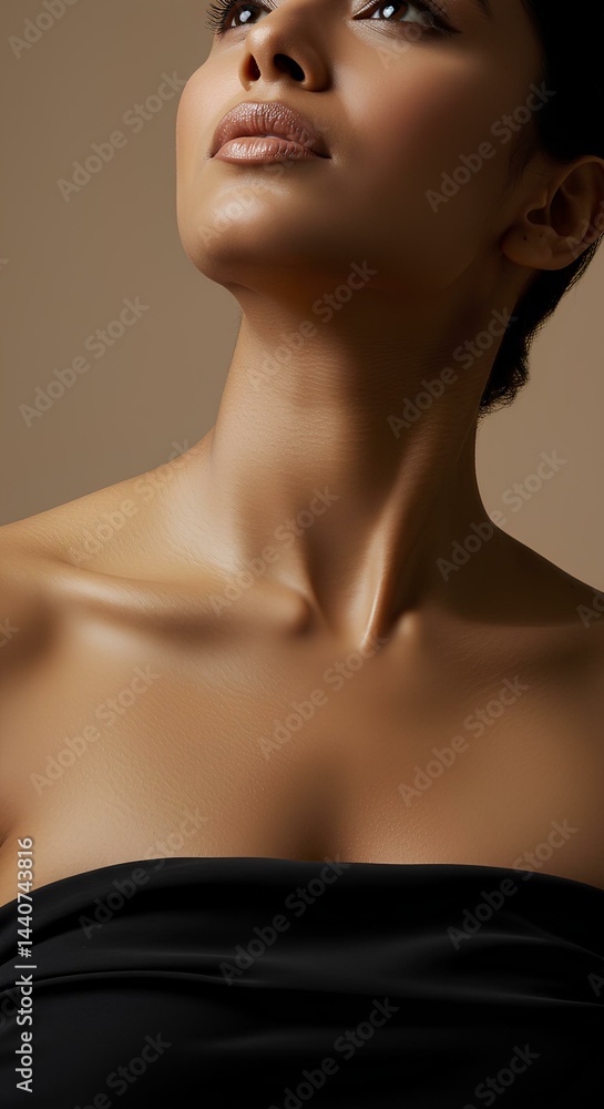 Natural Neck Models Beautiful long neck of an Indian skin model, with perfectly defined ...